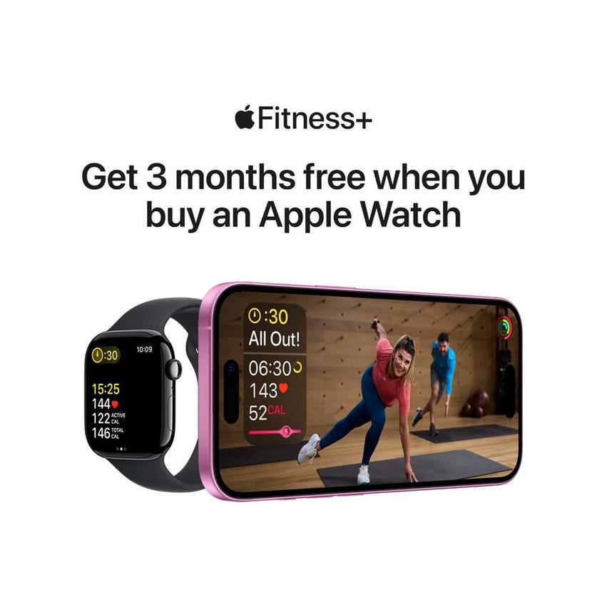Apple Watch series 9 GPS 44mm أبل ساعة اس إي 44 ملم جي بي اس، غطاء سماء الليل، سوار رياضي سماء الليل، صغير/متوسط