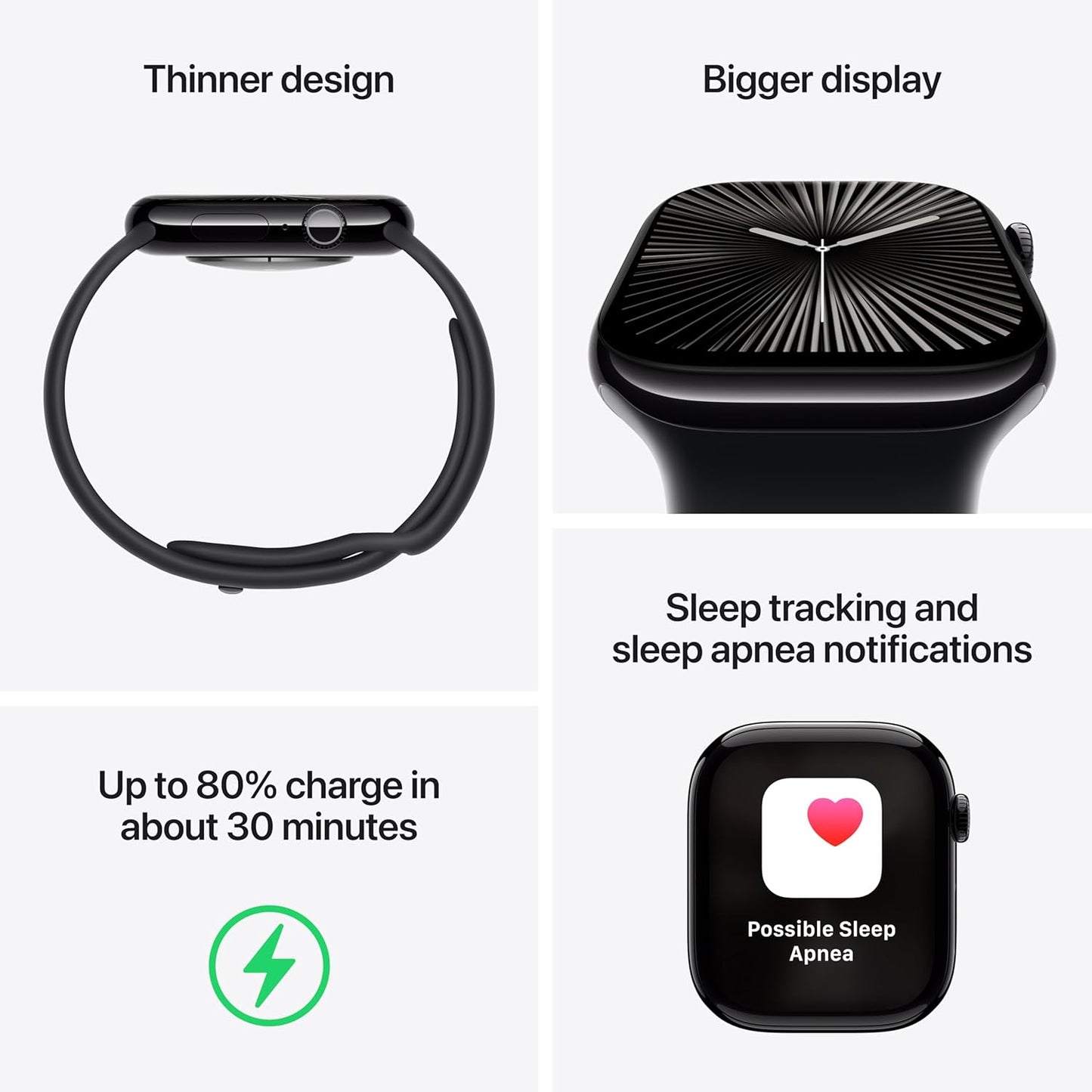 Apple Watch series 10 46mm أبل ساعة10 . 46 ملم جي بي اس، غطاء سماء الليل، سوار رياضي سماء الليل، صغير/متوسط