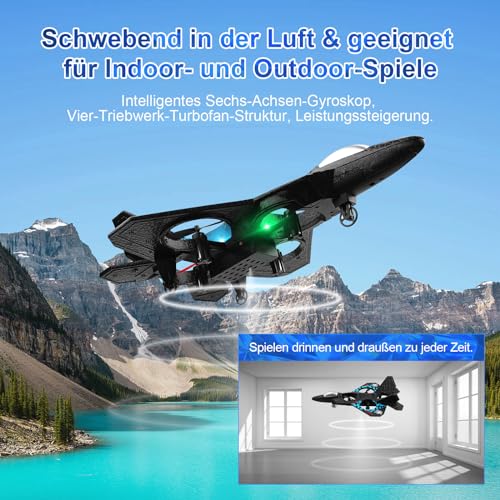 RC Fighter Plane (Easy Fly Toy with LED Lights & USB Charging)