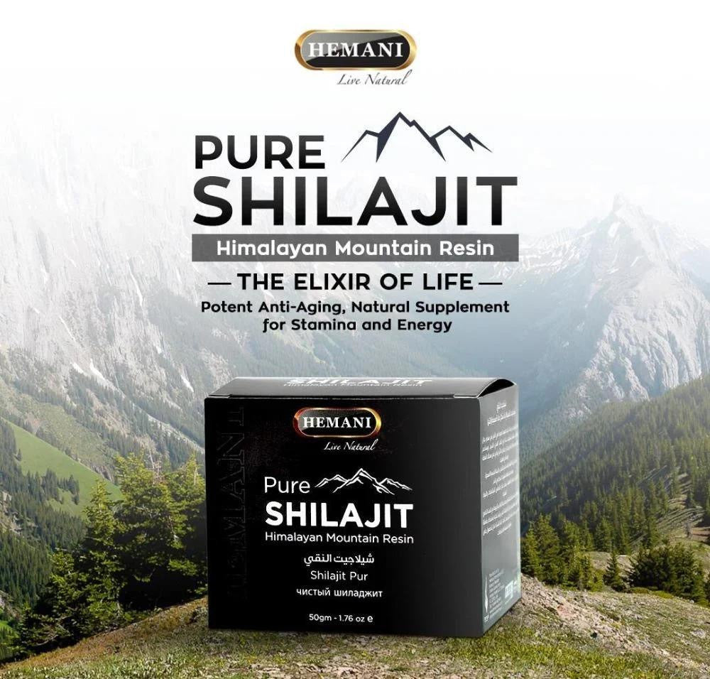 Hemani Pure Shilajit Himalayan Mountain Resin (50g) – Natural Energy & Stamina Booster( شيلاجيت الهيمالايا بالكامل )