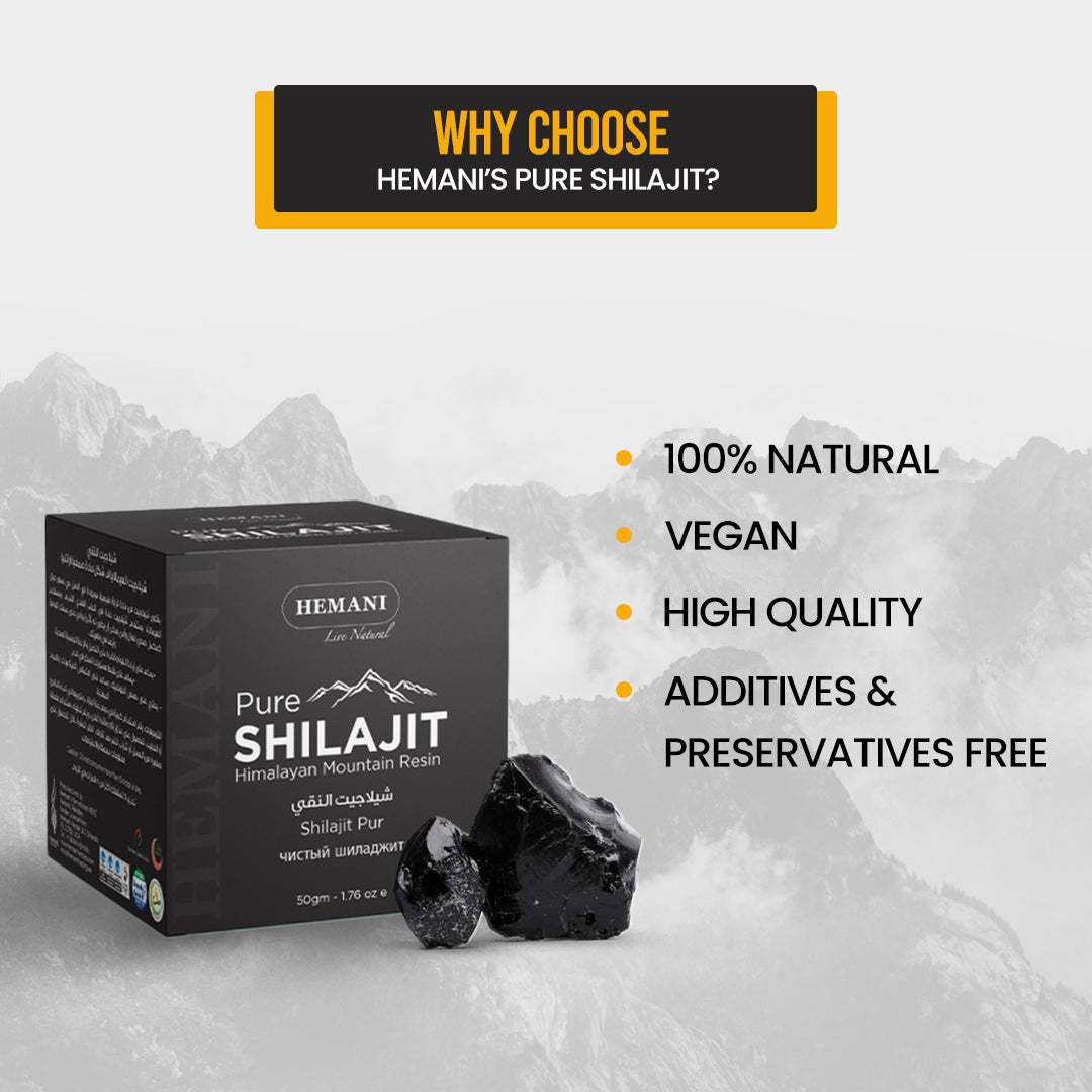 Hemani Pure Shilajit Himalayan Mountain Resin (50g) – Natural Energy & Stamina Booster( شيلاجيت الهيمالايا بالكامل )