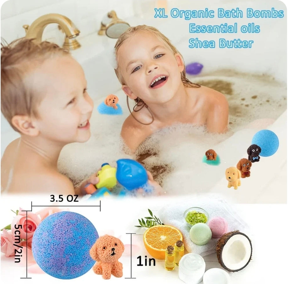 12-Pack Kids Bath Bomb Set with Surprise Toys – Organic, Gentle & Fun Bath Time Gift